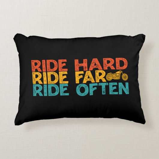 ライド懸命ライド遠くライド頻繁にオートバイのライダー アクセントクッション (正面)