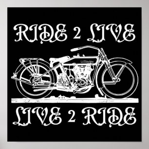 ライド2ライブライブ2ライド感動的バイクもしくは自転車に乗る人ギフト ポスター