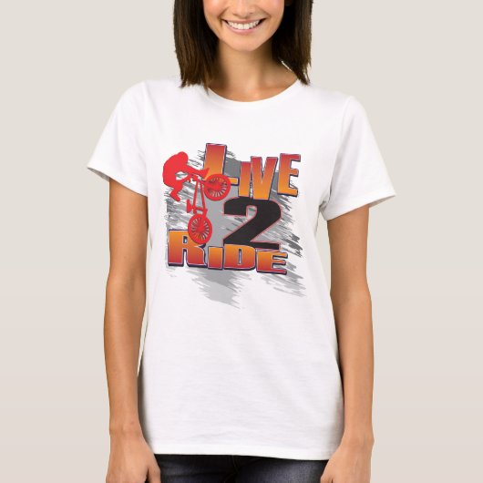 ライド2ライブBMXバイクもしくは自転車に乗る人 Tシャツ (正面)