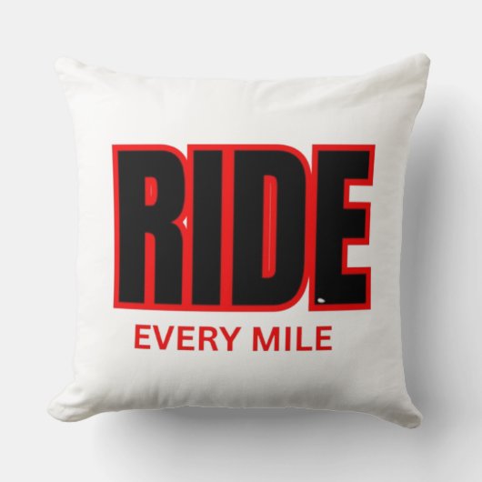 ライド・エブリ・マイル - バイクの冒険のタイポグラフィ クッション (正面)
