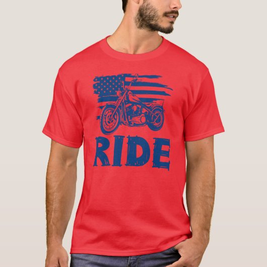 ライド バイカー アメリカ国旗 Tシャツ (正面)