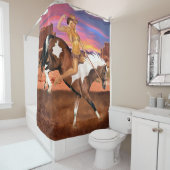 ライドMブロンコ女性のカーボーイ シャワーカーテン (インサイチュ)
