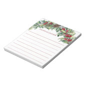 ライニングされたモミの枝、ホリーベリー、ホリー葉ズ ノートパッド (回転)