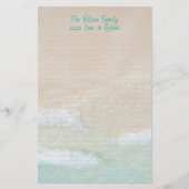 ライニングビーチシーンサンドパーソナライズされた海書ズ 便箋 (正面)