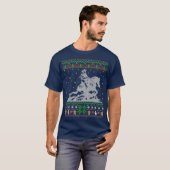 ライニングホーススポーツ愛好家クリスマス醜いライニング Tシャツ (正面フル)