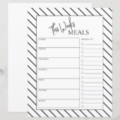 ライニングミニマルスクリプト文字ウィークリーミールプランナー (正面/裏面)
