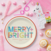 ライニングメリー+明るい休日タイポグラフィ ペーパープレート (パーティー)
