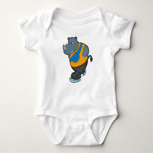 ライノアットアイススケートで滑るウィズスリングバッグ ベビーボディスーツ (正面)