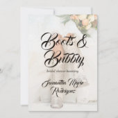 ライノストーンのブーツを履いたテキサス花嫁のブライズシャワー 招待状 (正面)