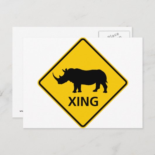 ライノセロス交差点ハイウェイ標識 ポストカード (正面/裏面)