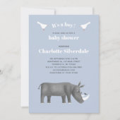 ライノセロス男の子の赤ちゃんシャワー 招待状 (正面)