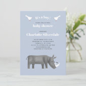 ライノセロス男の子の赤ちゃんシャワー 招待状 (スタンド正面)