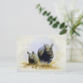 ライノセロス親子 ポストカード (スタンド正面)