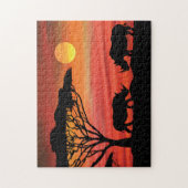 ライノセロス・アフリカ・サンセット ジグソーパズル (縦)