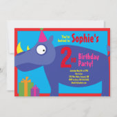 ライノ·アニマル·キッドバースデーパーティ招待状 招待状 (正面)