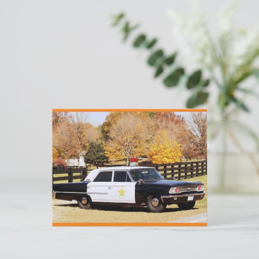 ライパーズフォーク、TN警察の車の秋の絵画もの ポストカード (スタンド正面)