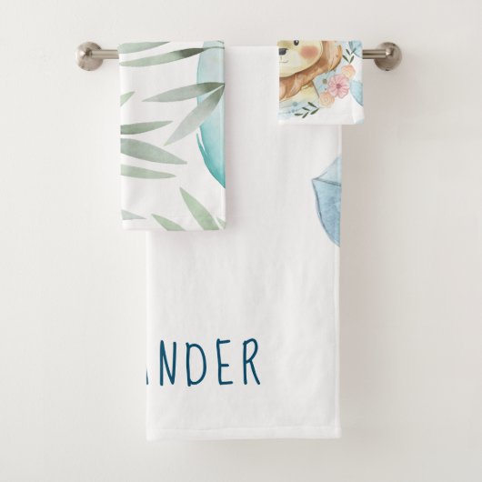 ライパーソナライズされたオンの水色 バスタオルセット (インサイチュ)