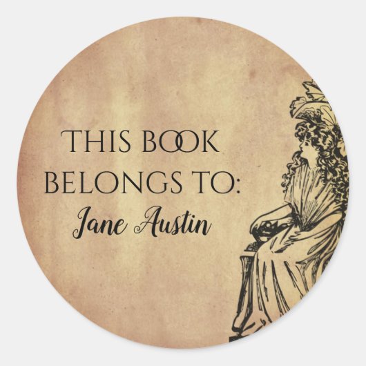 ライパーソナライズされたブラリ蔵書票ヴィンテージ ラウンドシール (正面)