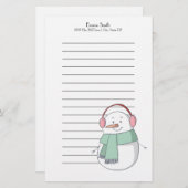 ライパーソナライズされたンクリスマス雪だるま 便箋 (正面/裏面)