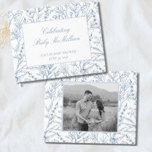 ライパーソナライズされたン描ブルーフローラベビーシャワー