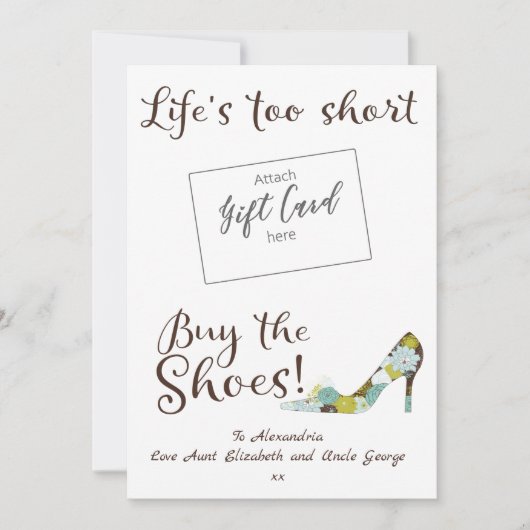 ライフおもしろいの短すぎるシューズ買ギフトカードホルダー (正面)