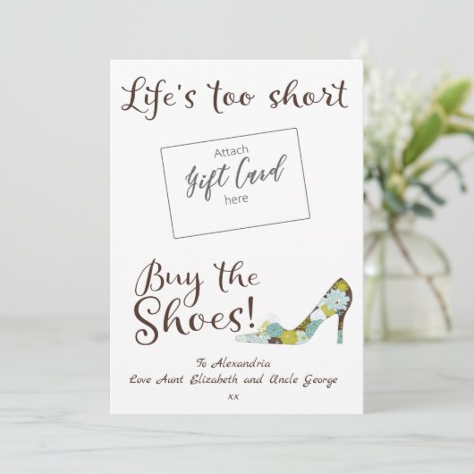 ライフおもしろいの短すぎるシューズ買ギフトカードホルダー (スタンド正面)