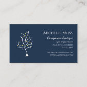ライフお洒落の木スケッチネイビユニークーブルー 名刺 (正面)