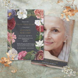 ライフお祝いの写真バラフローラ 招待状