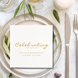 ライフお祝いエレガント金ゴールド台詞葬儀 スタンダードカクテルナプキン