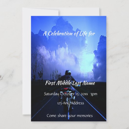 ライフお祝いオートバイのメモリアル招待状 招待状 (裏面)