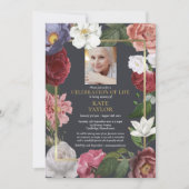 ライフお祝いバラフローラ葬儀の写真 招待状 (正面)