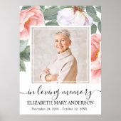 ライフお祝いピンクフローラ写真 ポスター (正面)