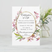 ライフお祝いフローラさくらんぼBlowsフレーム 招待状 (スタンド正面)