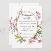 ライフお祝いフローラさくらんぼBlowsフレーム 招待状 (正面/裏面)