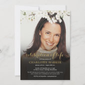 ライフお祝いフローラ白花写真 招待状 (正面)