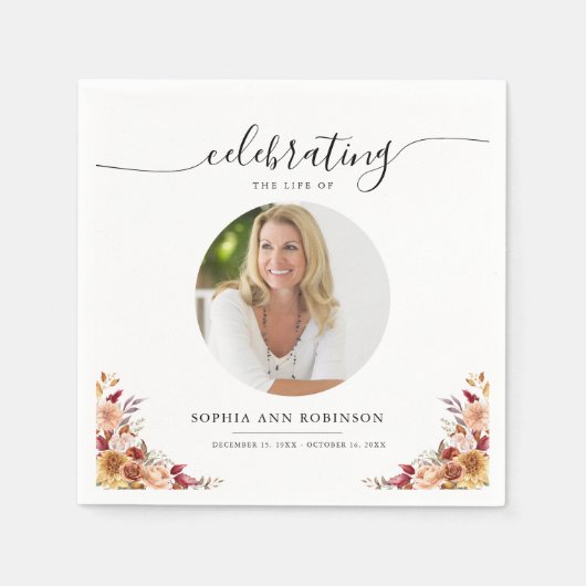 ライフお祝いフローラ記念葬儀写真 スタンダードカクテルナプキン (正面)