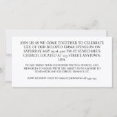 ライフお祝い手作り葬儀招待状 (裏面)