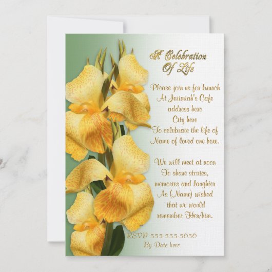 ライフお祝い招待状カンナリリー 招待状 (正面)