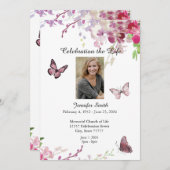 ライフお祝い招待状ピンクの蘭 招待状 (正面/裏面)