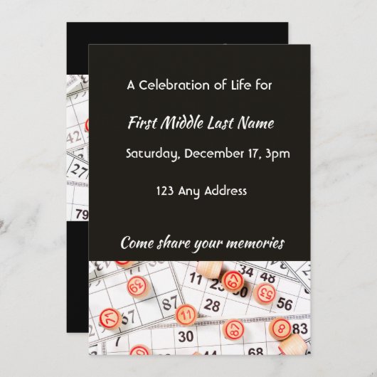 ライフお祝い招待状写真ビンゴゲーム 招待状 (正面/裏面)