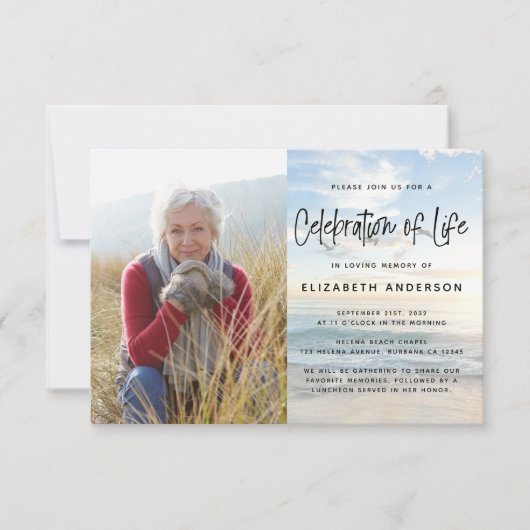 ライフお祝い海写真葬儀招待状 招待状 (正面)