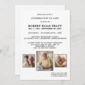 ライフお祝い白黒3フォト招待状 招待状 (正面/裏面)