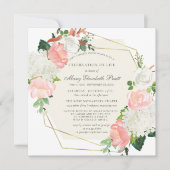 ライフお祝い葬儀ピンクホワイトローズフローラ 招待状 (正面)