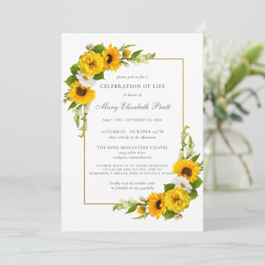 ライフお祝い葬儀記念ひまわり 招待状 (スタンド正面)