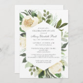 ライフお祝い葬儀記念ホワイトフローラ 招待状 (正面/裏面)