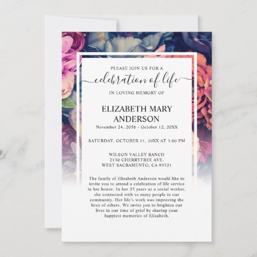 ライフお祝い葬儀記念ムーディーズフローラ 招待状