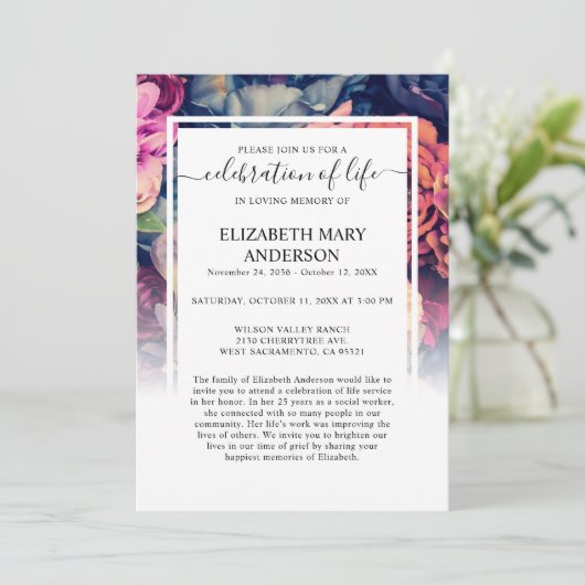 ライフお祝い葬儀記念ムーディーズフローラ 招待状 (スタンド正面)