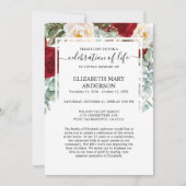 ライフお祝い葬儀記念赤バラ 招待状 (正面)