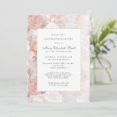 ライフお祝い葬式ピンクローズフローラ 招待状 (スタンド正面)