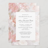 ライフお祝い葬式ピンクローズフローラ 招待状 (正面/裏面)